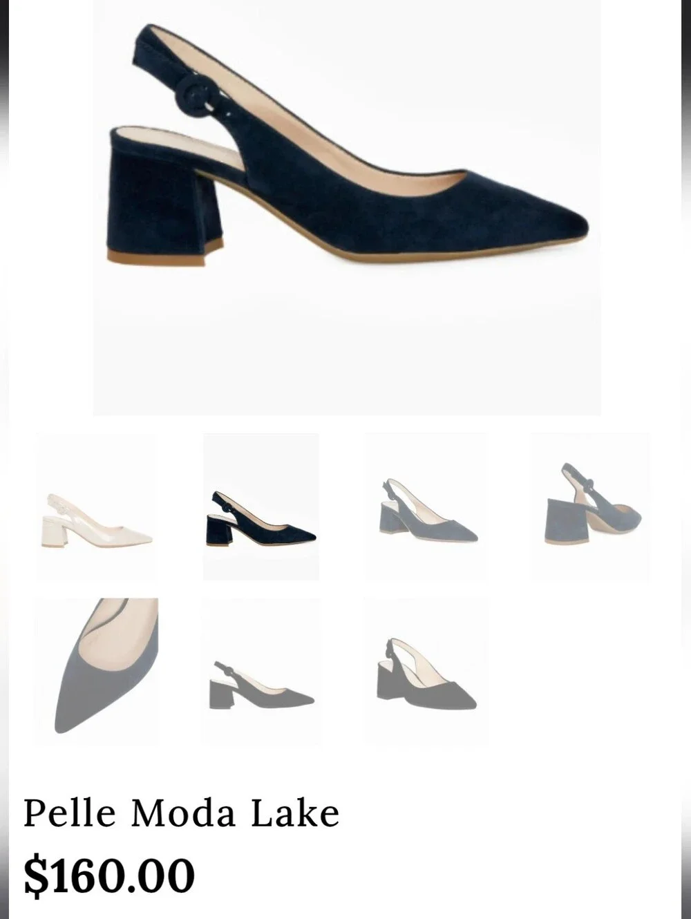 Pelle Moda Lake Navy Suede Slingback Block Heel Pointed Toe Pumps Women's 10M